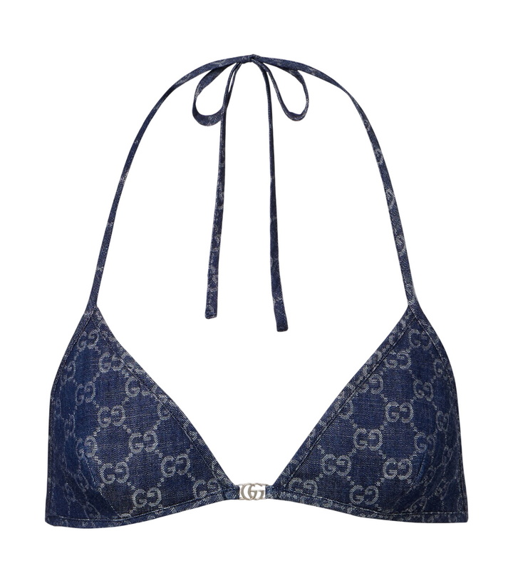 Photo: Gucci GG denim jacquard bra top