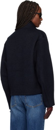 TONYWACK Navy Wool Alpaca Zippered Jacket