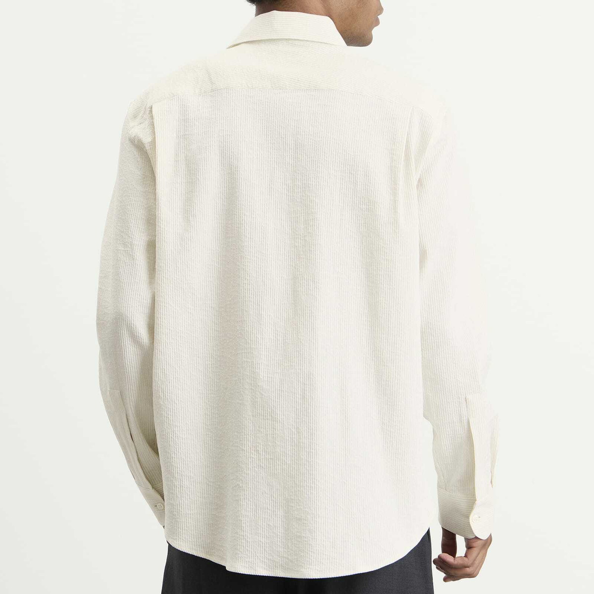 Studio Nicholson Men's View Regular Fit Shirt in Parchment/Black Stripe