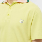 Maison Kitsuné Men's Tonal Fox Head Patch Polo Shirt in Lemon