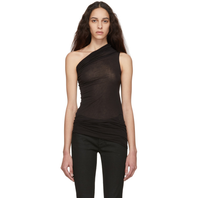 Rick Owens Drkshdw Black One Shoulder Draped Tank Top Rick Owens