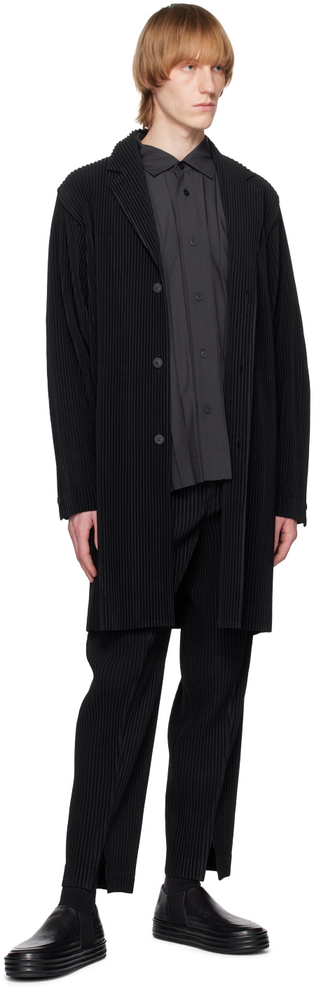 HOMME PLISSÉ ISSEY MIYAKE: Black Pleats Bottoms 1 Trousers