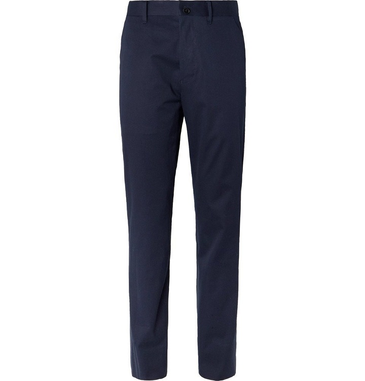 Photo: The Row - Navy Hunter Slim-Fit Cotton and Cashmere-Blend Twill Trousers - Navy