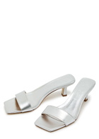 Aeyde Gilly 55 Metallic Nappa Sandals Silver