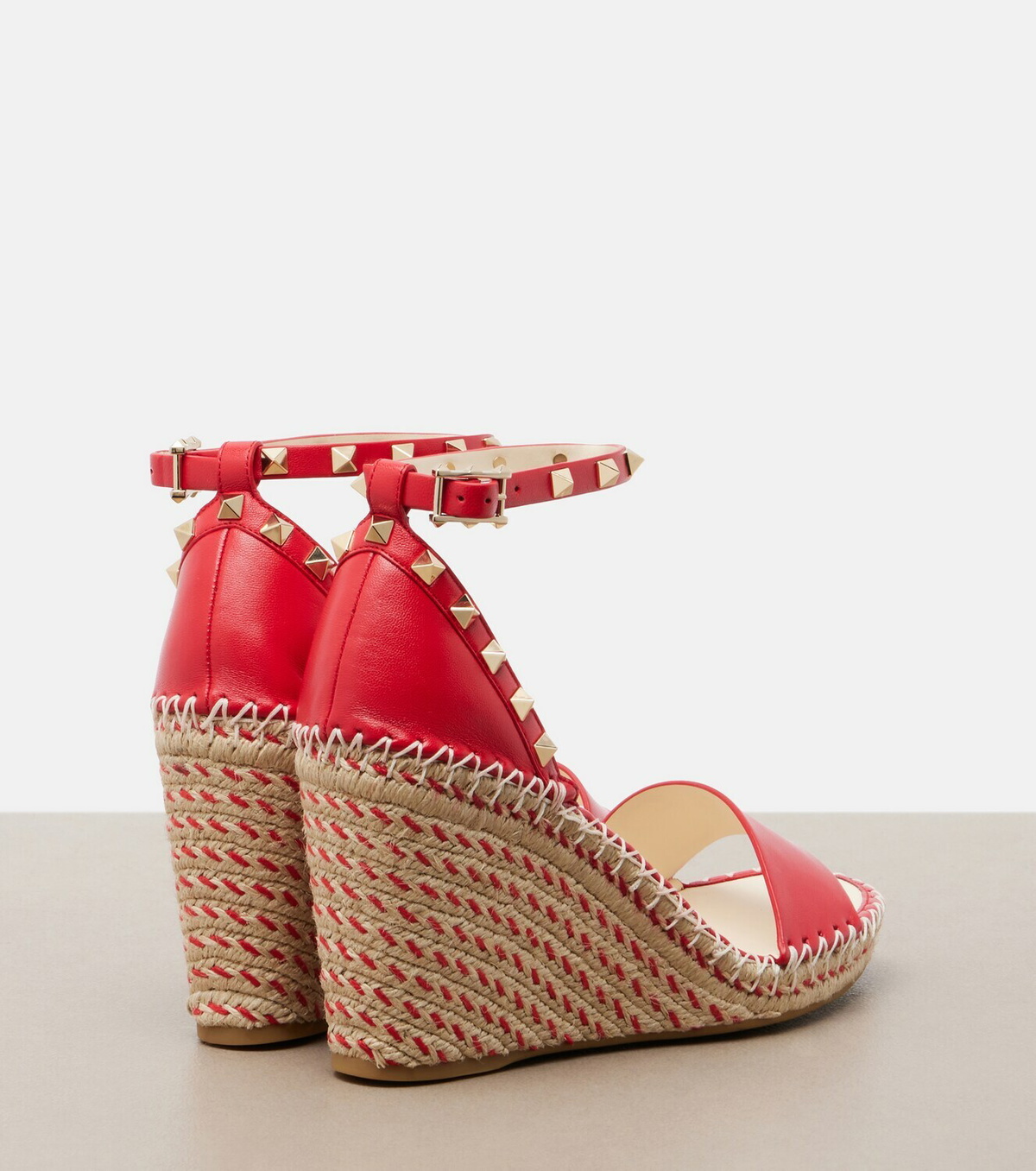 Valentino Garavani Double Rockstud leather espadrille wedges