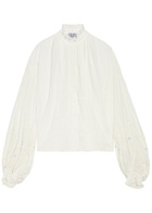 Thierry Colson Slava Embroidered Balloon Sleeve Cotton Shirt Off White