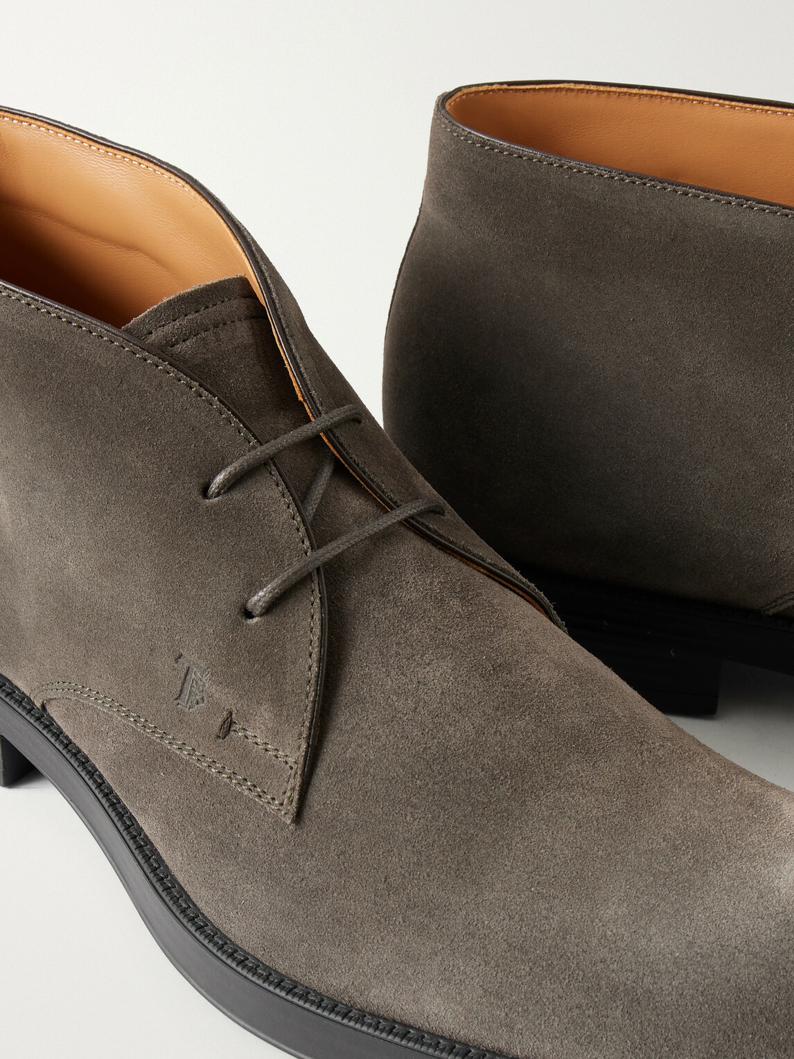 Tod's - Logo Debossed Suede Lace-Up Boots - Brown