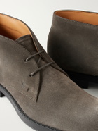 Tod's - Logo Debossed Suede Lace-Up Boots - Brown