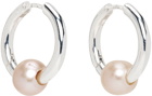 Hatton Labs SSENSE Exclusive Silver Pearl Huggie Earrings