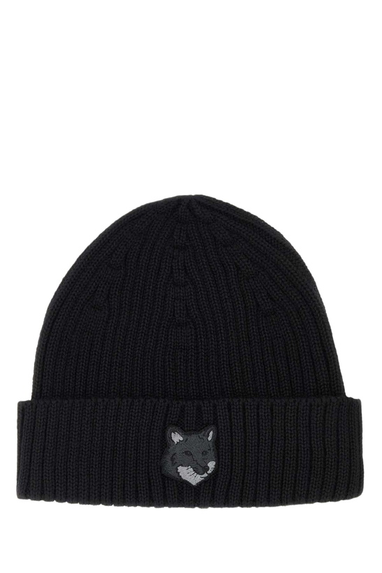 Photo: Maison Kitsuné Black Wool Beanie Hat