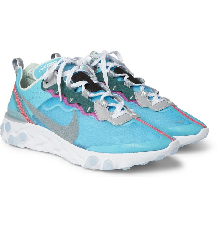 Photo: Nike - React Element 87 Ripstop, Leather and Suede Sneakers - Pink