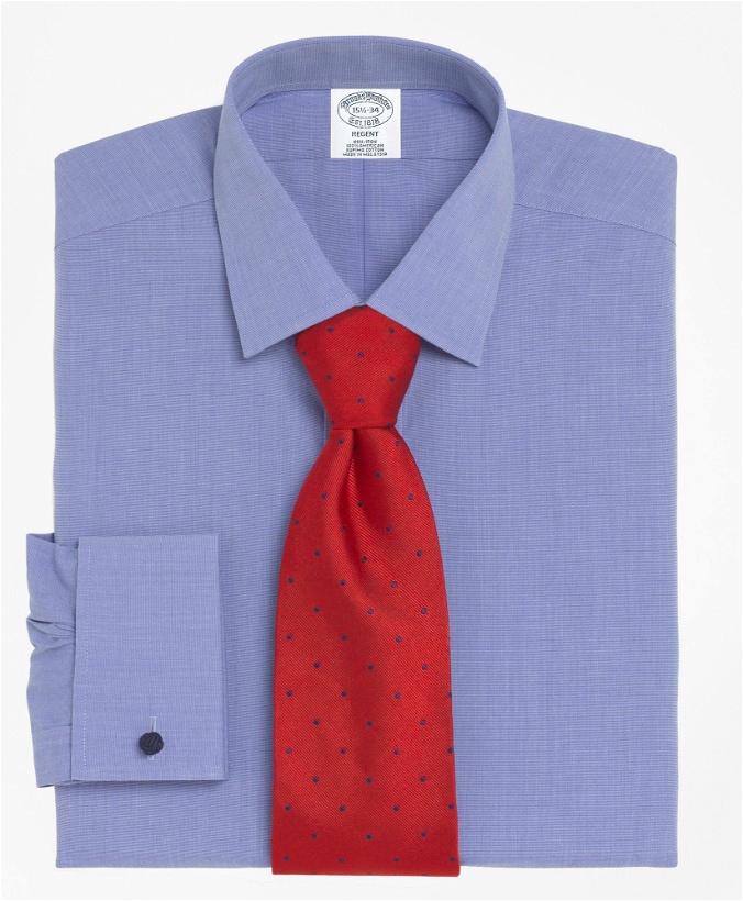 Photo: Brooks Brothers Men's Regent Regular-Fit Dress Shirt, Non-Iron Spread Collar French Cuff | Blue