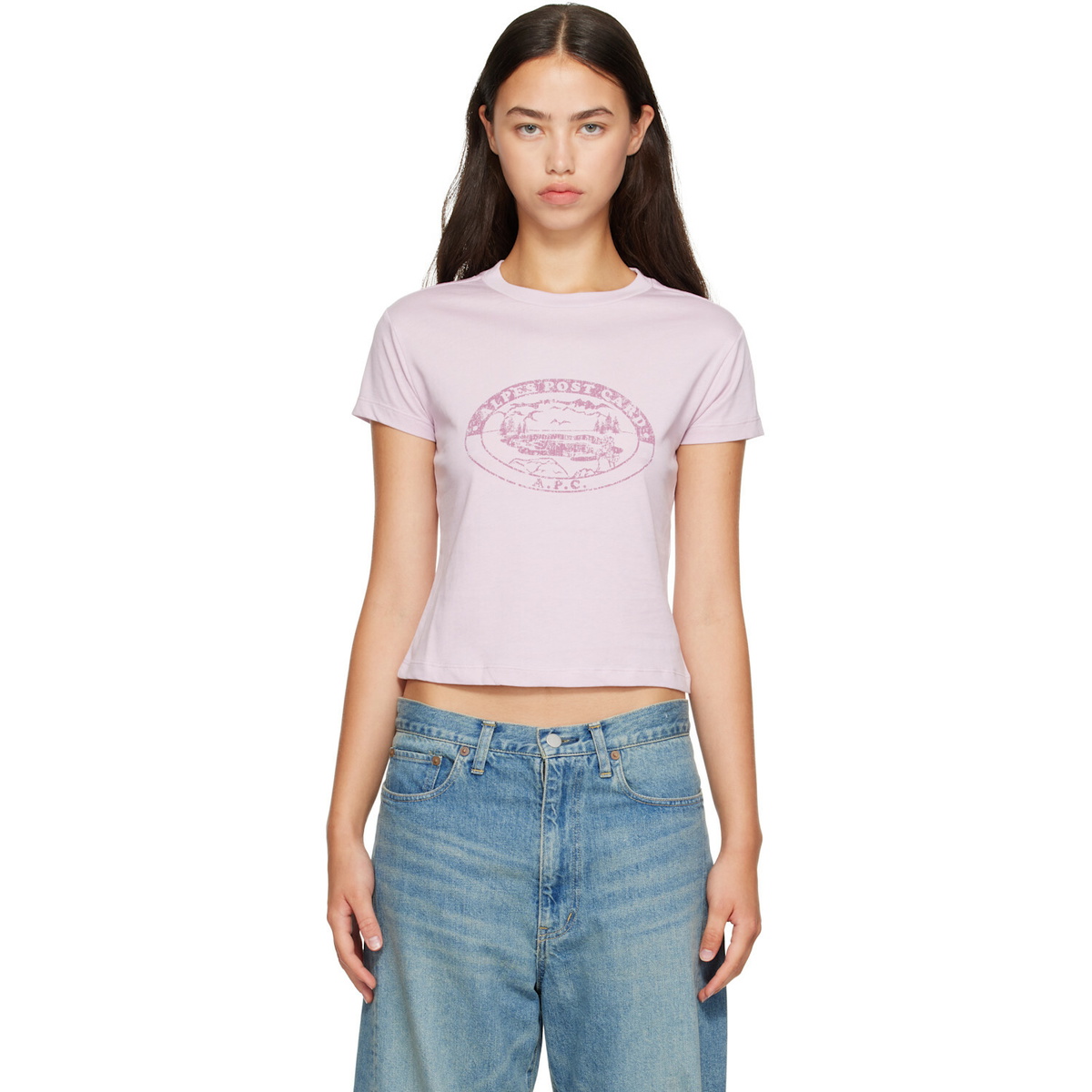 A.P.C. Pink Vintage Camping Logo T-shirt
