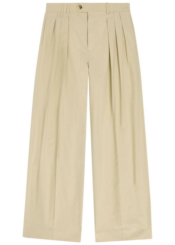 Photo: Calvin Klein Baxter Pleated Wide-leg Cotton Trousers Off White