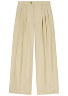 Calvin Klein Baxter Pleated Wide-leg Cotton Trousers Off White