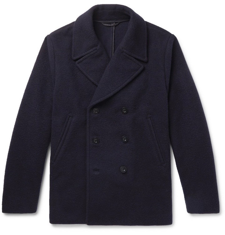 Photo: Mr P. - Double-Breasted Virgin Wool and Cashmere-Blend Bouclé Peacoat - Men - Navy