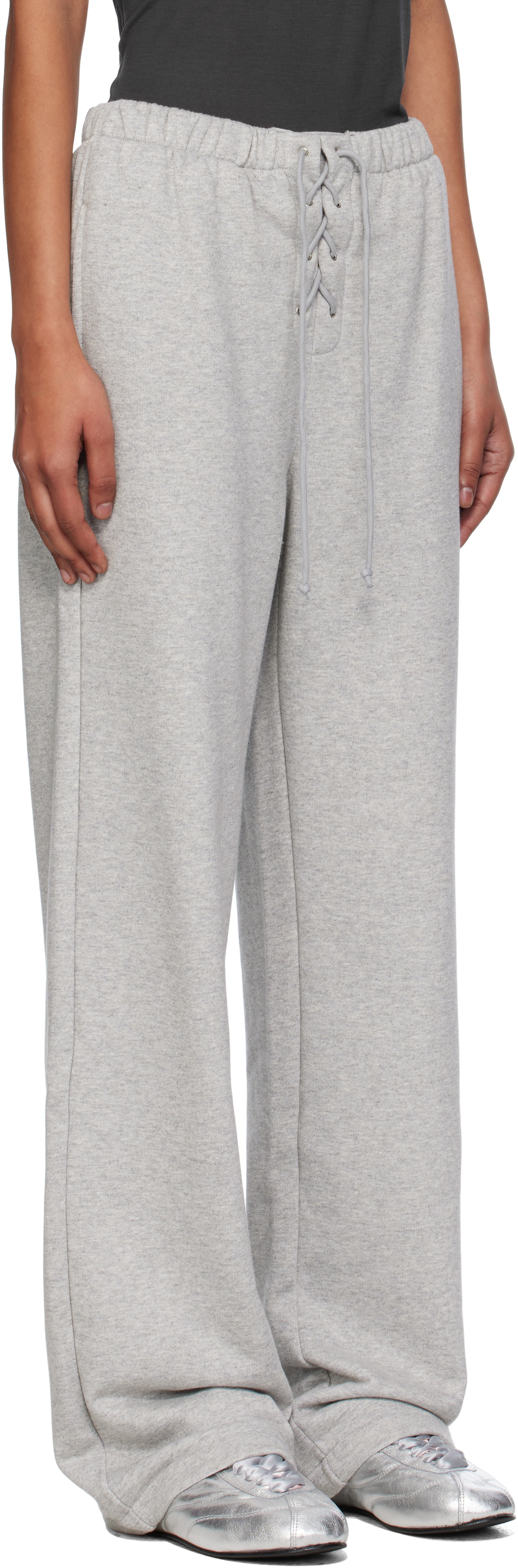OPEN YY Gray Lace Up Lounge Pants