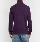 Très Bien - Striped Loopback Cotton-Jersey Half-Zip Sweatshirt - Men - Purple