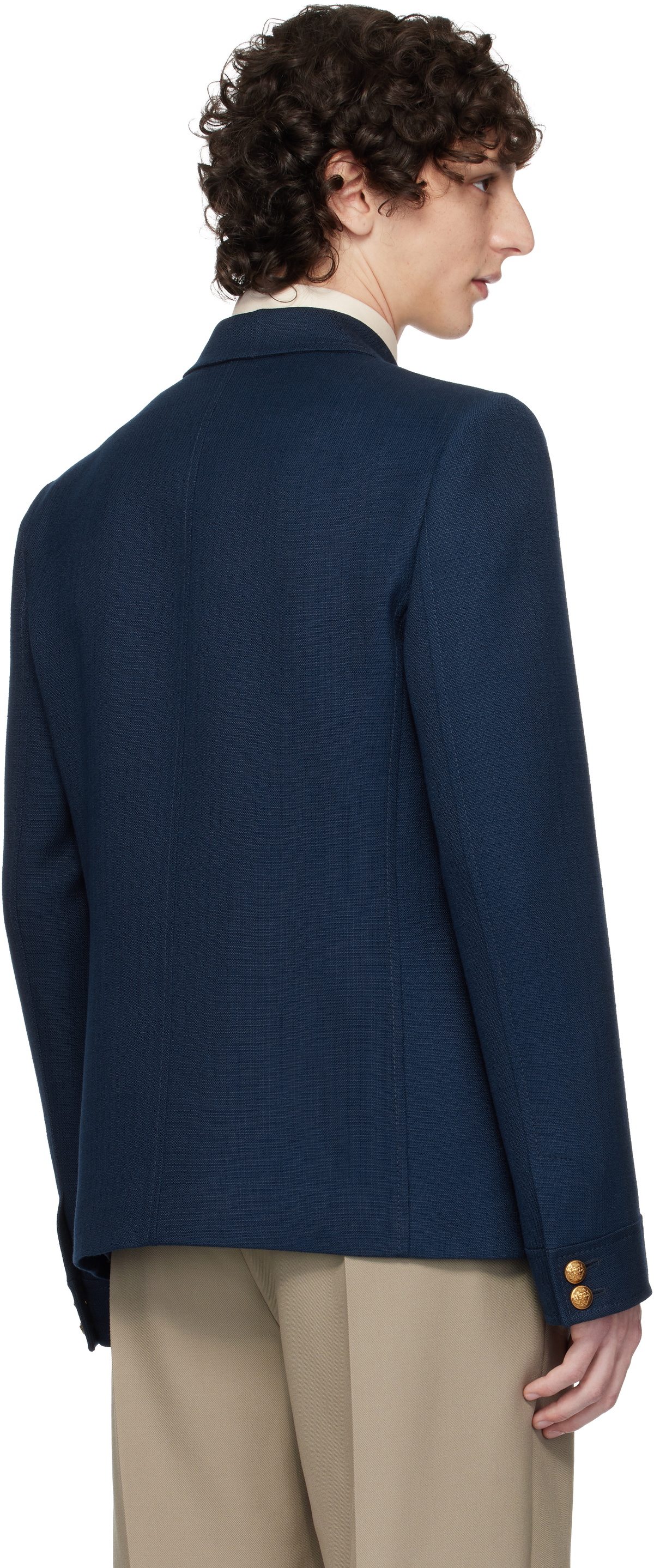 【関送込】VALENTINO◆VISCOSE BLAZER Navy Viscose Canvas Slim Fit Blazer by Valentino on Sale