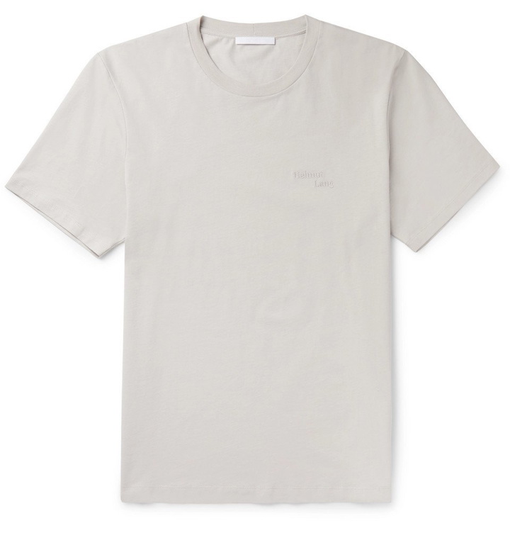 Photo: Helmut Lang - Stacked Logo-Embroidered Cotton-Jersey T-Shirt - Gray