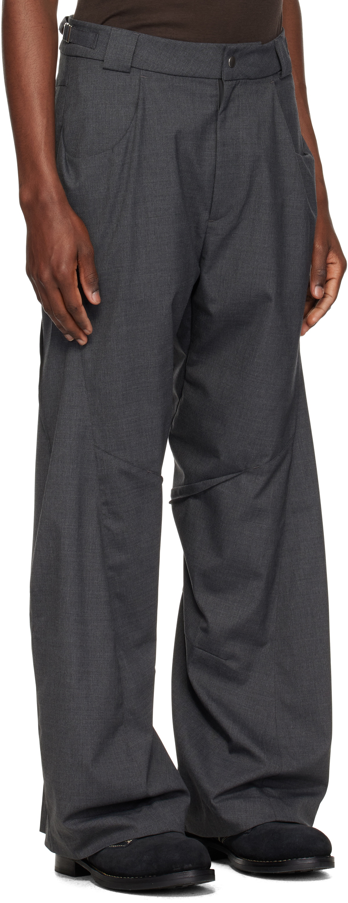 CMMAWEAR Gray Darted Drape Trousers