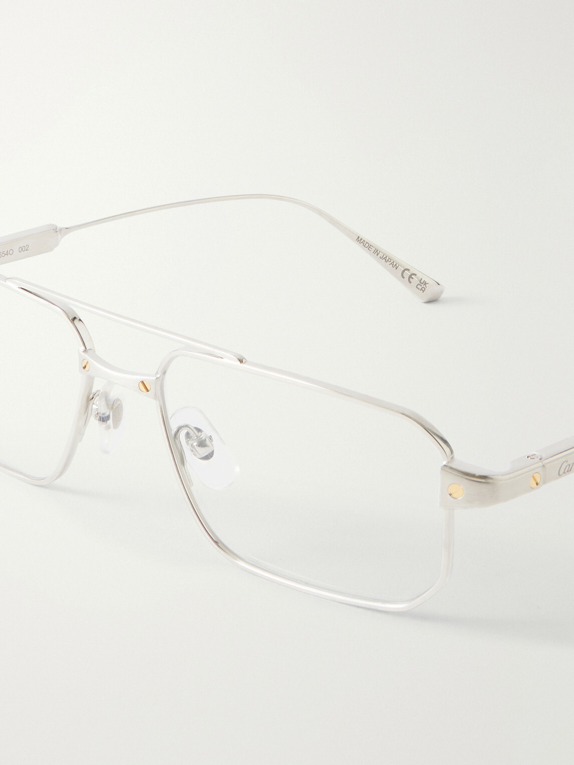 Cartier Eyewear - Santos de Cartier Aviator-Style Silver-Tone Glasses - Silver