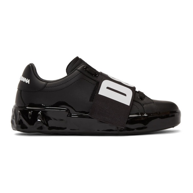 Photo: Dolce and Gabbana Black Elastic Logo Sneakers