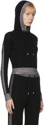 Balmain Black Rib Cropped Hoodie