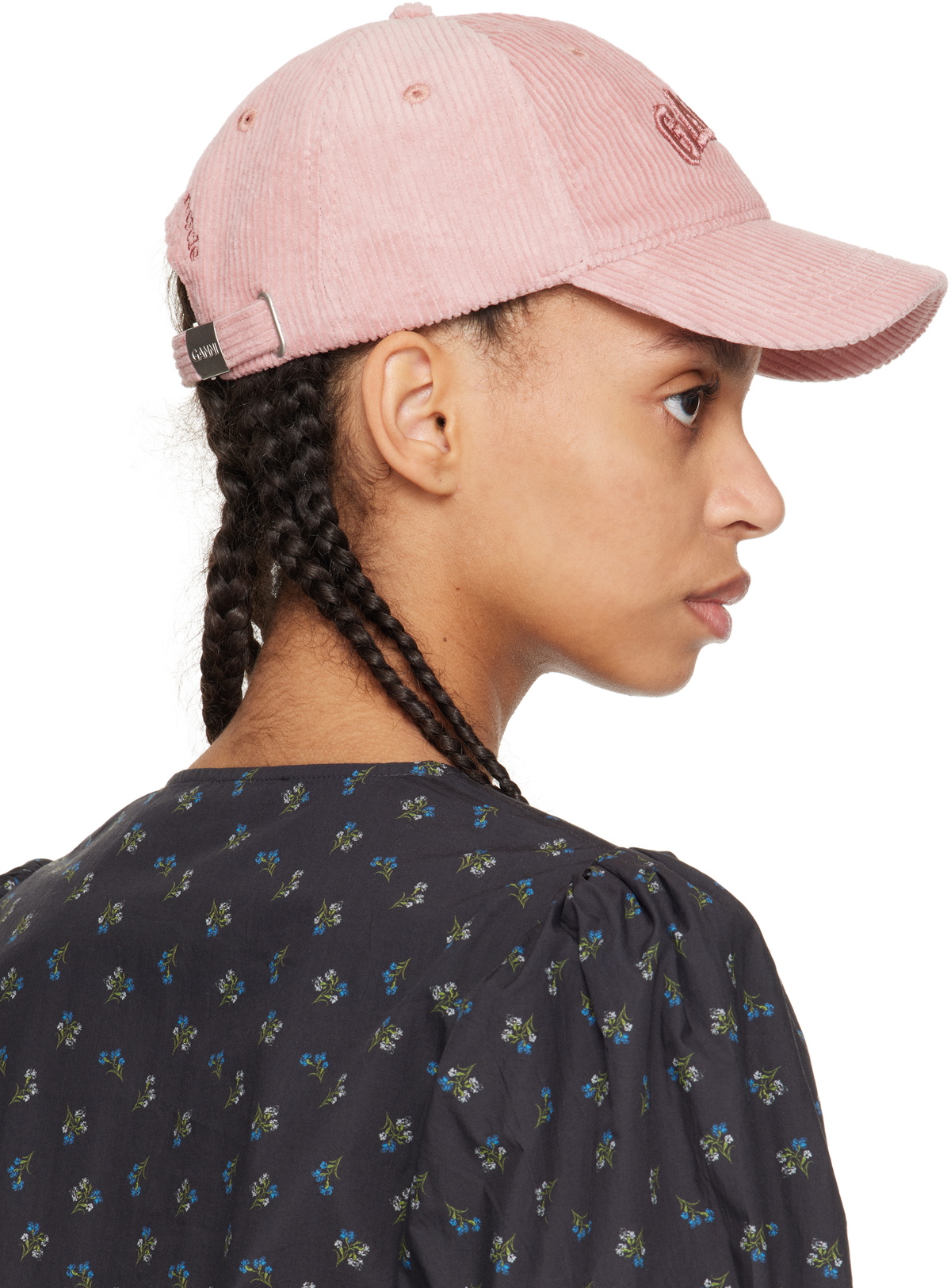 GANNI Pink Corduroy Cap GANNI