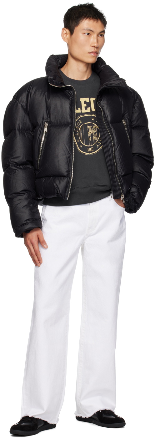 ダウンジャケット RECTO SHINING QUILTED SHORT  DOWN JUMPER BLACK Recto Black Shining Down Jacket Recto