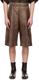 Dries Van Noten Tan Leopard Shorts