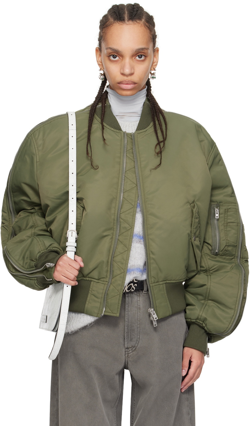 Acne Studios Khaki Zip Bomber Jacket Acne Studios