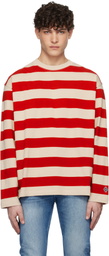 Uniform Bridge Red & Beige Striped Border T-Shirt
