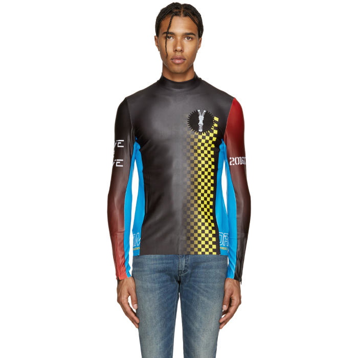 Photo: Maison Margiela Black and Tricolor Racecar Pullover