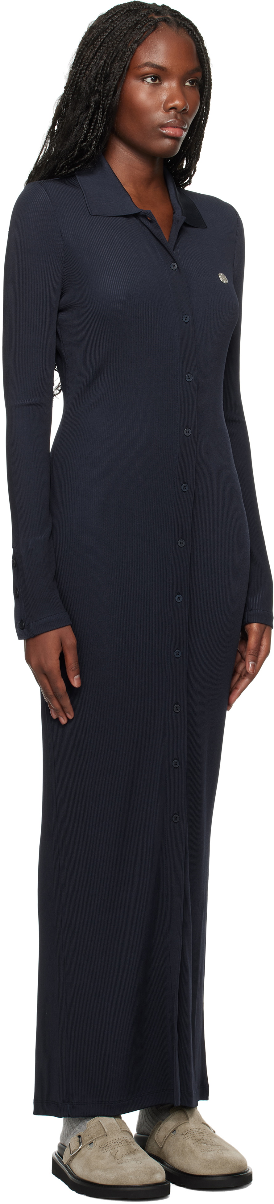 Kenzo Navy Kenzo Paris Long Rib Cardigan Maxi Dress