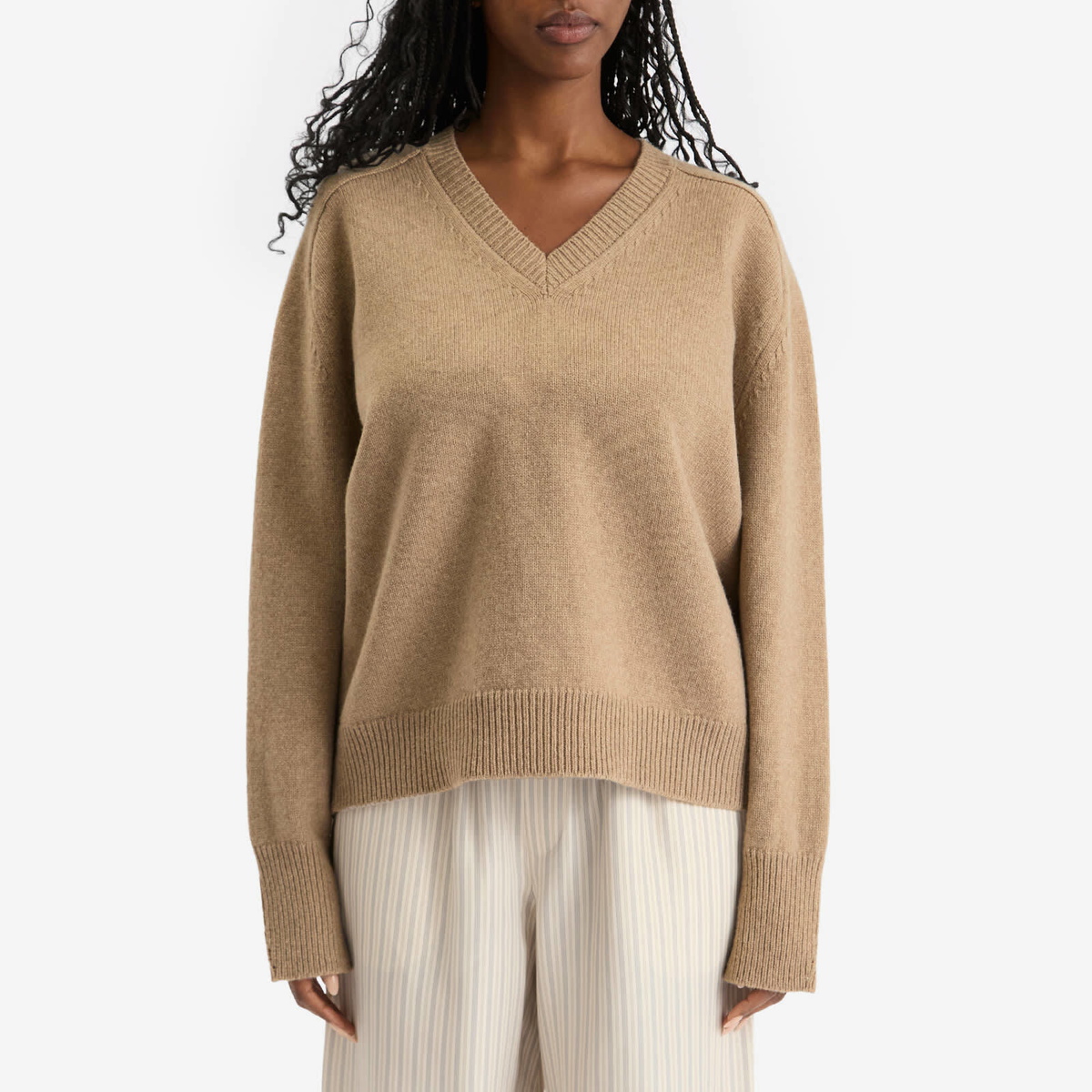 Róhe Women's Cape V-Neck Wrap Jumper in Taupe Melange