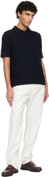 Balmain Navy Monogram Vanise Knit Polo