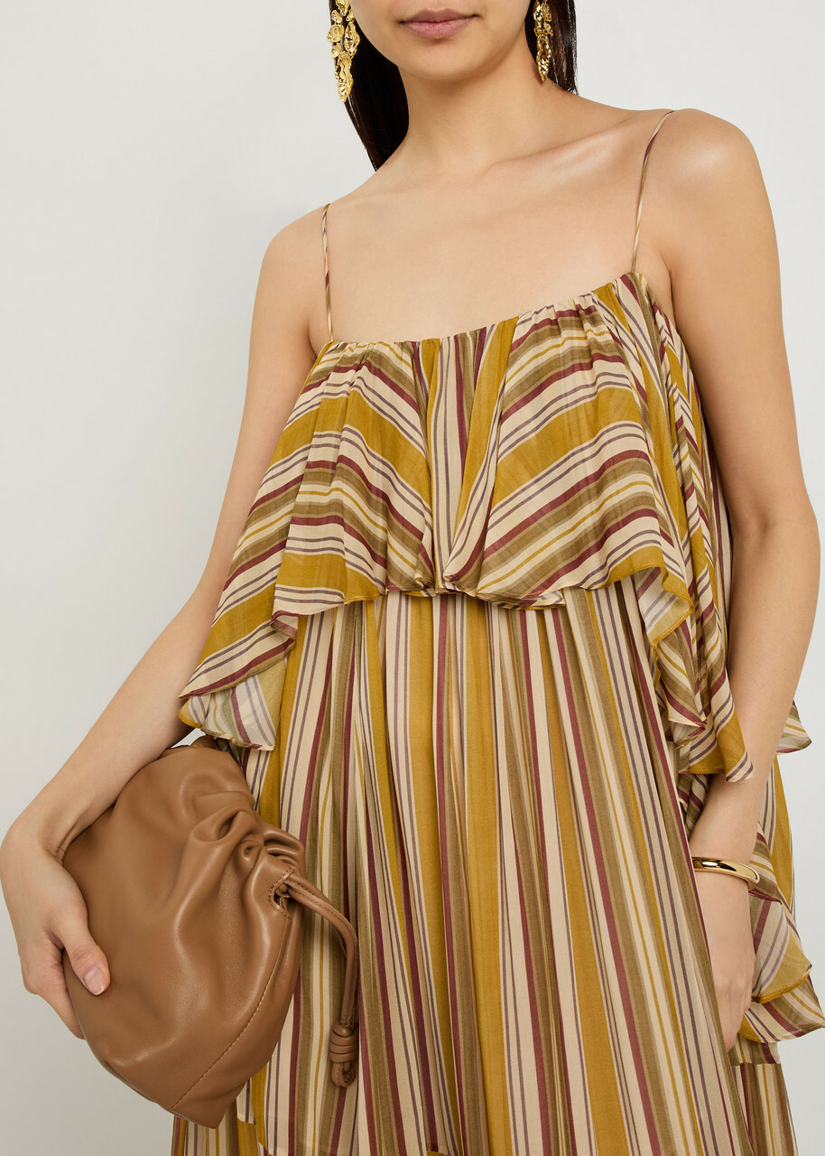 Zimmermann Rebellion Bohemian Striped Ruffled Chiffon Maxi Dress Multicoloured 1