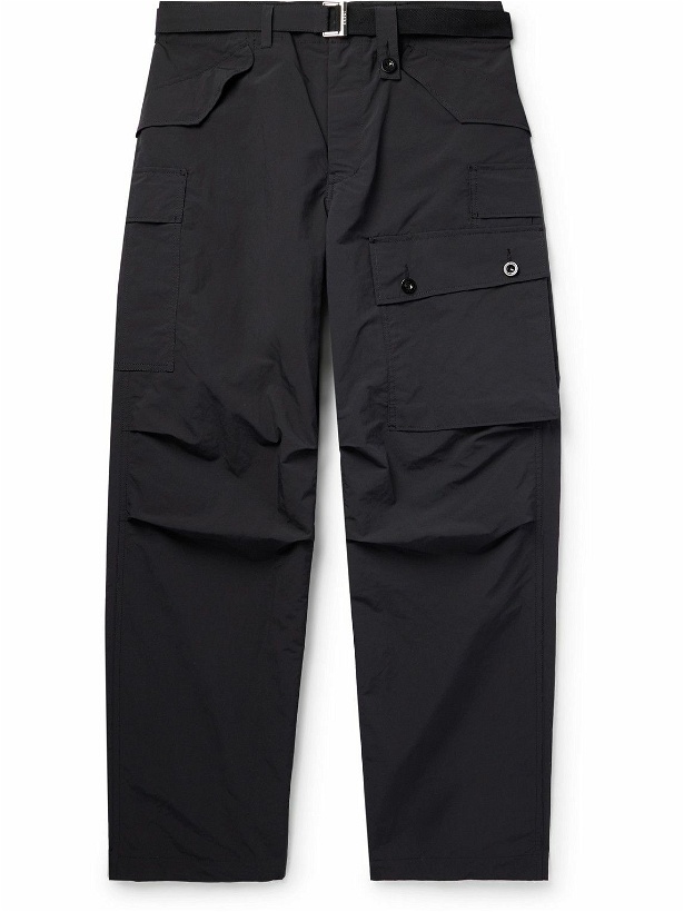 Photo: Sacai - Straight-Leg Belted Shell Cargo Trousers - Black