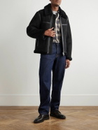 Officine Générale - Isaac Leather-Trimmed Shearling Jacket - Black