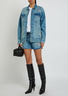 AN-Y1 Star Logo-embroidered Stretch-denim Shorts