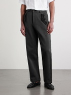 Kartik Research - Straight-Leg Embroidered Cotton-Twill Trousers - Black