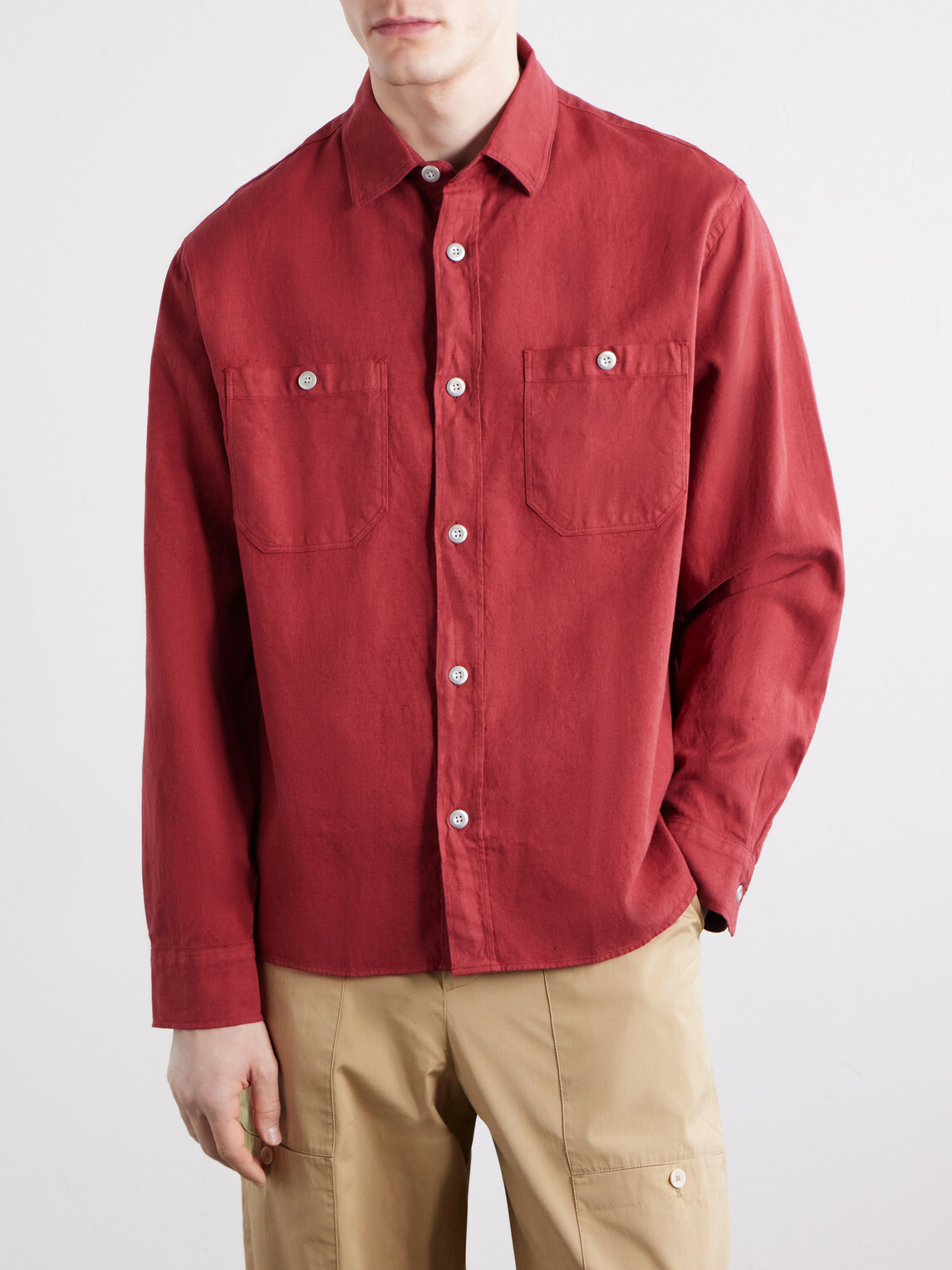 3sixteen - Cotton and Linen-Blend Overshirt - Red