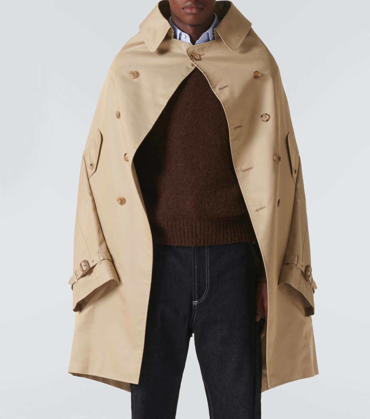トレンチコート Junya Watanabe COTTON OVERSIZE CAPE (JE.J018.051 BEIGE) Buy Junya Watanabe women beige cotton trench coat for $948