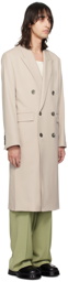 AMI Paris Taupe Double-Breasted Coat