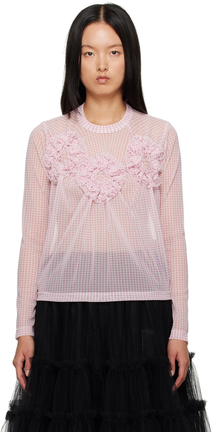 Noir Kei Ninomiya Pink Check Long Sleeve T-Shirt Noir Kei Ninomiya