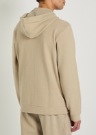 Emporio Armani Hooded Zip-through Piqué Cotton-blend Sweatshirt Beige
