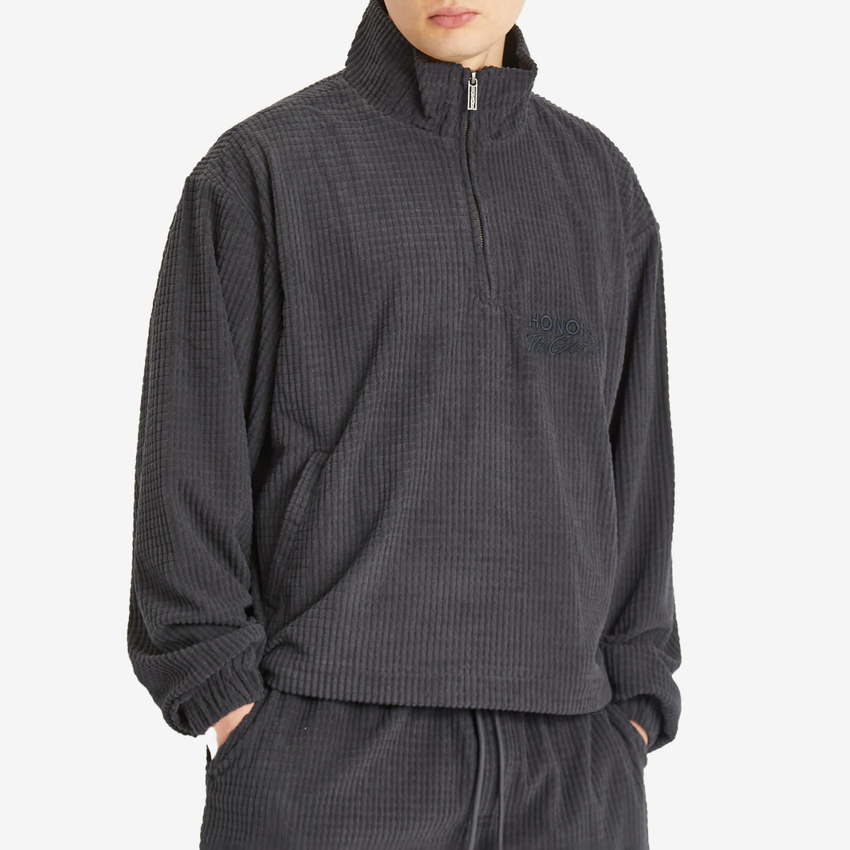 Honor the Gift Men's Textured Knit Half Zip Sweatshirt in Black