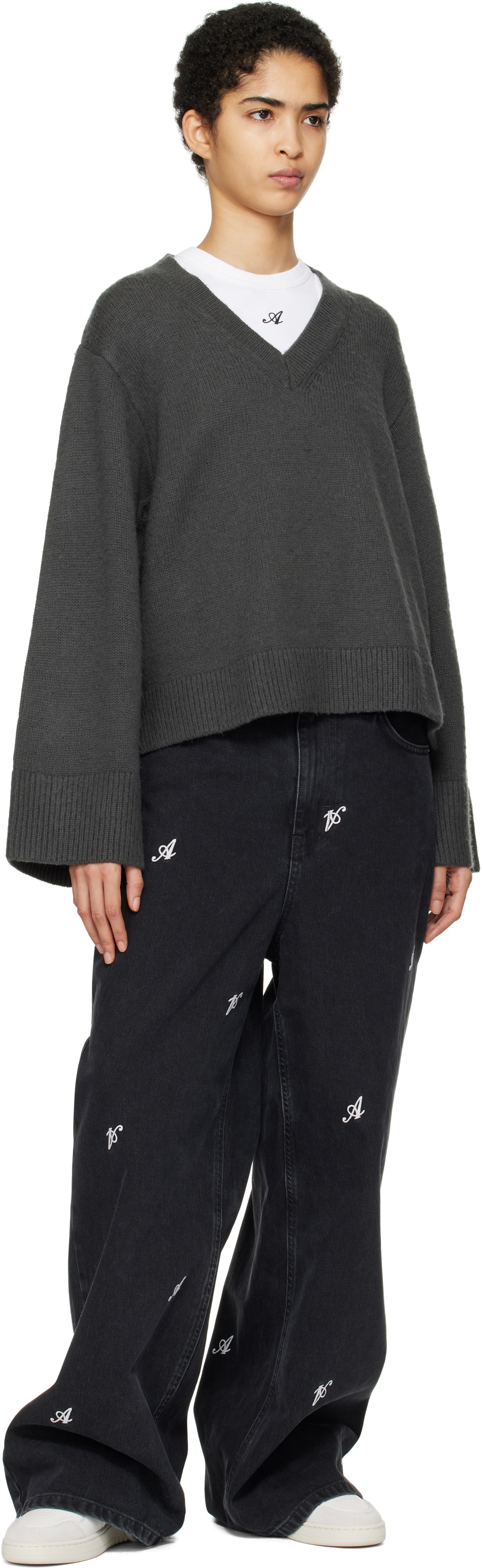 Axel Arigato Gray Rain V-Neck Sweater