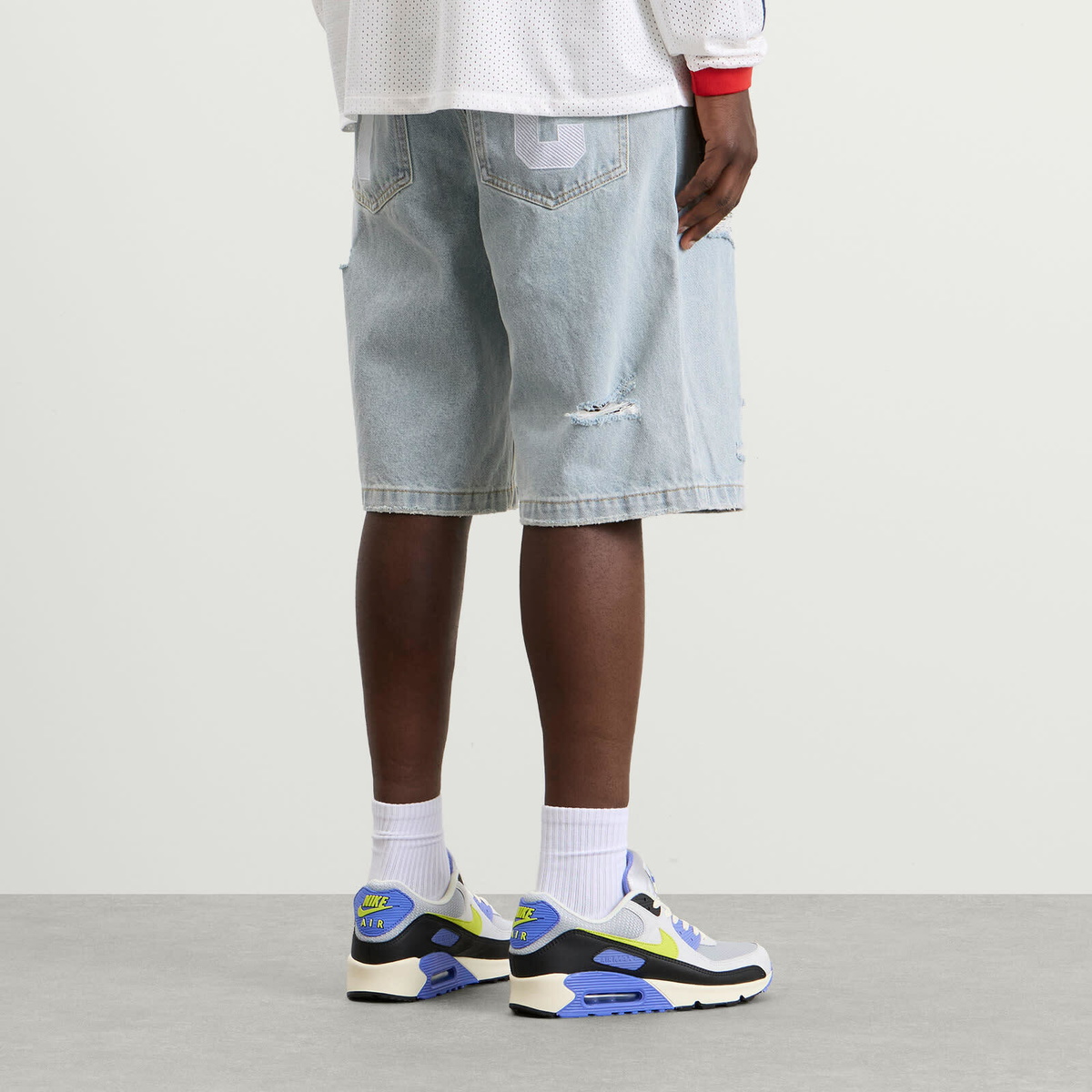 ICECREAM Men's Running Dog Denim Shorts in Heavy Wash Blue
